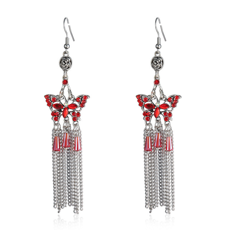 Wholesale Chinese Style Multilayer Long Alloy Earrings
